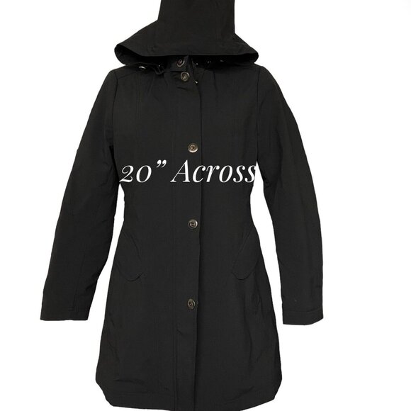 Forcaster of Boston Hooded Black Rain Coat Quilted Lining Cinched Waist M - Picture 6 of 11